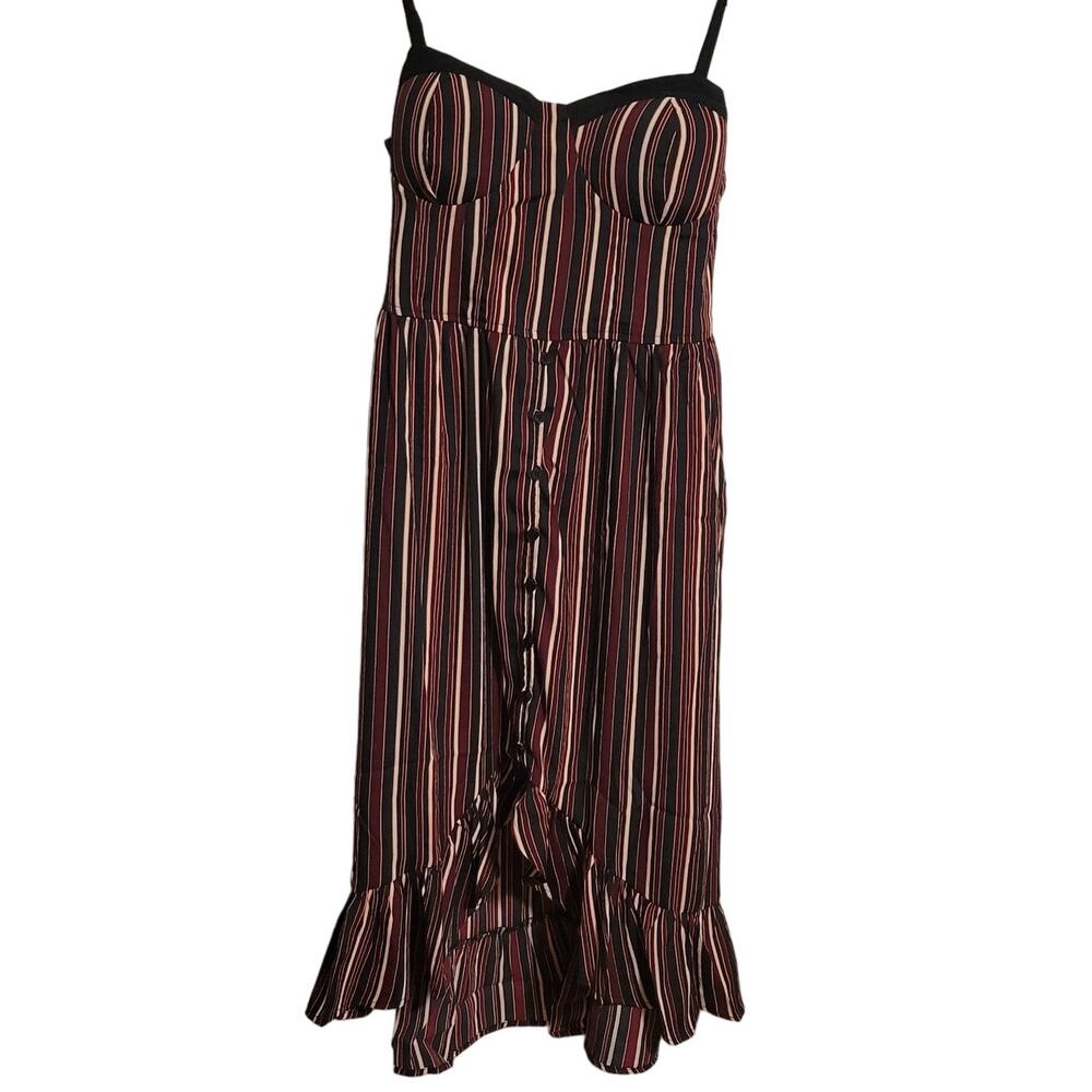 NEW NWT Band of Gypsies Dress Women's Size Large Hi Low Stripes Smock  Back